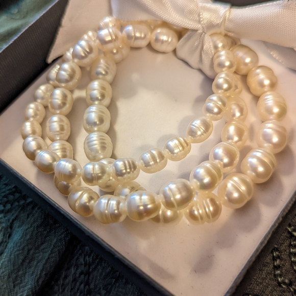 Honora Collection Real Cultured Pearls Set of 3 Stretch Bracelets - Picture 5 of 7